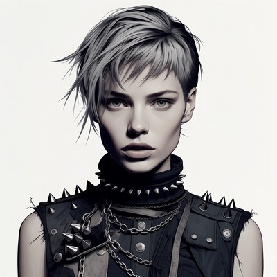 Woman with spiked choker necklace