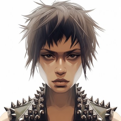 Woman with spiked vest