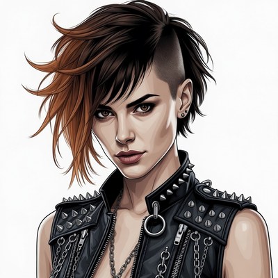 Punk woman with undercut hairstyle