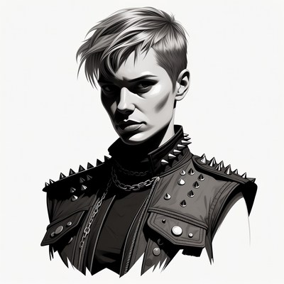 Punk woman with spiked leather vest