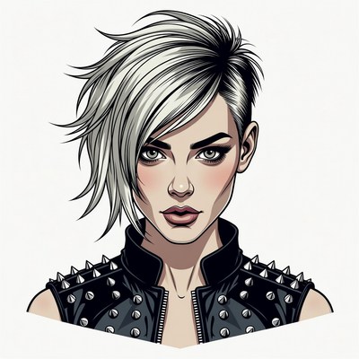 Woman with Spiky Silver Undercut Hair