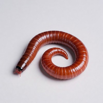 Red Millipede on White Background