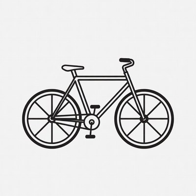 Black line drawing bicycle