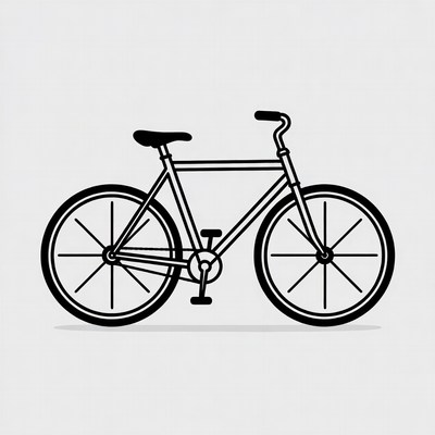 Black line drawing bicycle