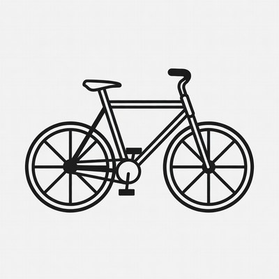 Black line drawing bicycle