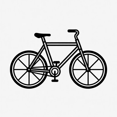 Black line art bicycle illustration