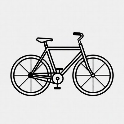 Black line art bicycle illustration