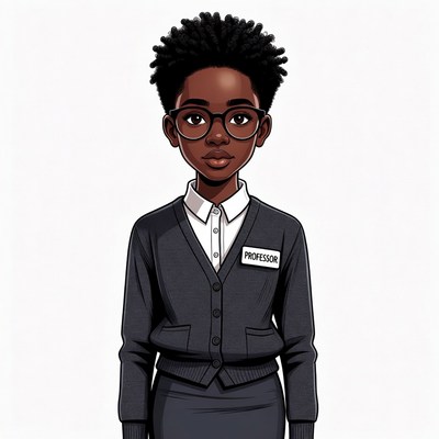 African-American girl professor illustration