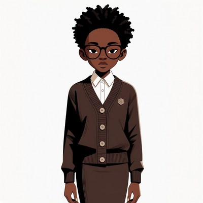 African-American girl in school uniform