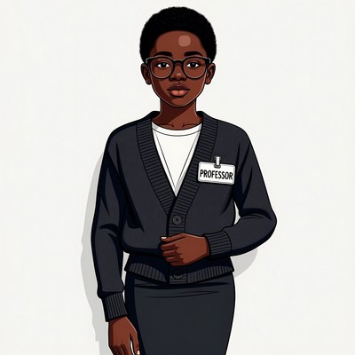 African-American girl professor illustration