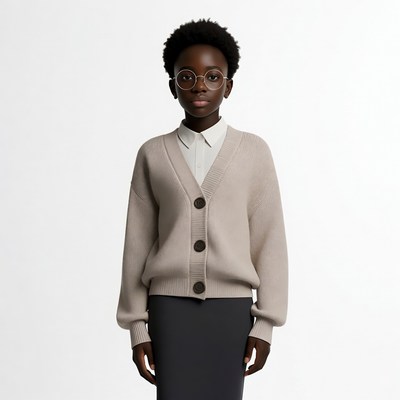 African-American girl in cardigan and skirt