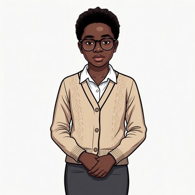 African-American girl in school uniform