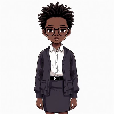 African-American girl in school uniform