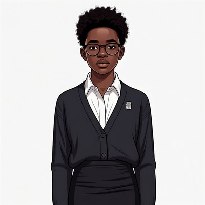African-American girl in school uniform