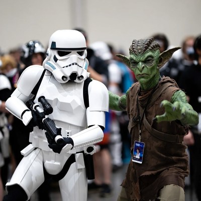 Stormtrooper and Yoda Cosplay at Convention