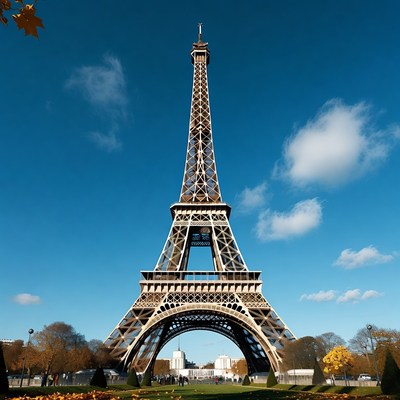 Eiffel Tower in Autumn Park