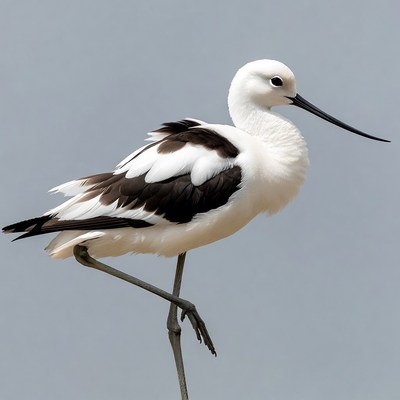 Black-winged Stilt standing on one leg