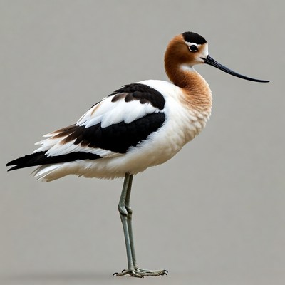 Black-winged Stilt standing on gray background