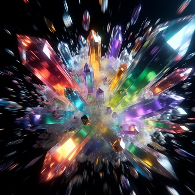 Exploding Multicolored Crystals Burst