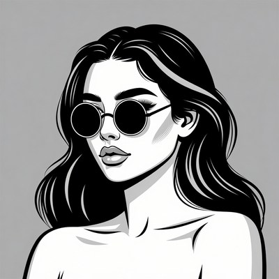 Woman wearing round sunglasses