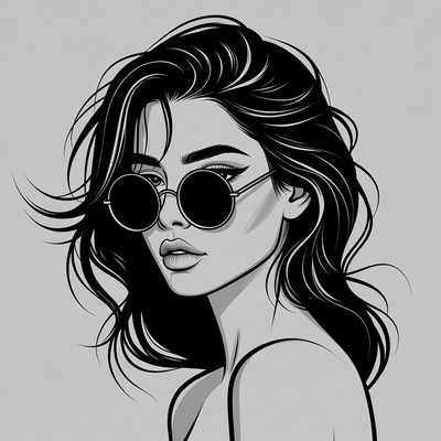 Woman with round sunglasses profile