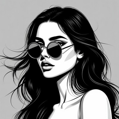 Woman with round sunglasses