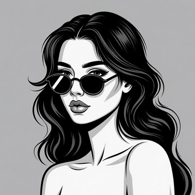 Woman with sunglasses illustration