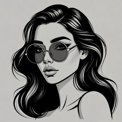 Woman with round sunglasses illustration