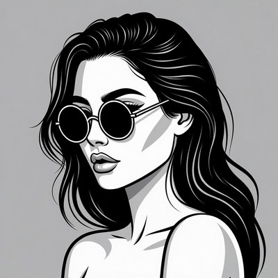 Woman wearing round sunglasses