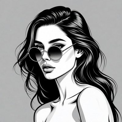 Woman wearing round sunglasses