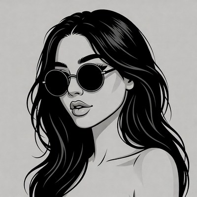 Woman with round sunglasses illustration