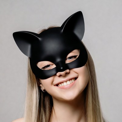 Woman wearing cat mask