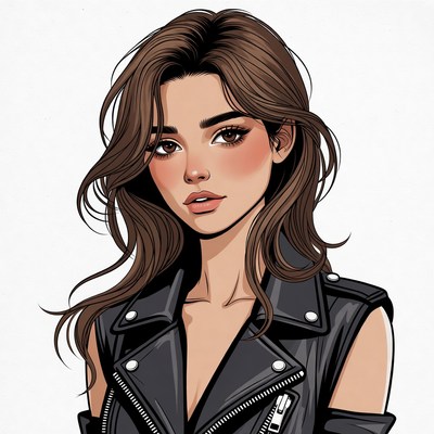 Beautiful woman in black leather vest