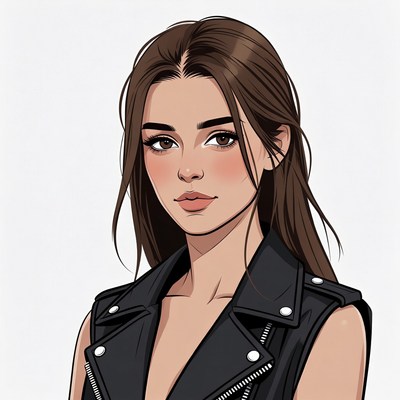Woman in leather vest portrait