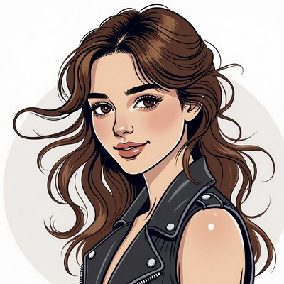 Beautiful woman in leather vest