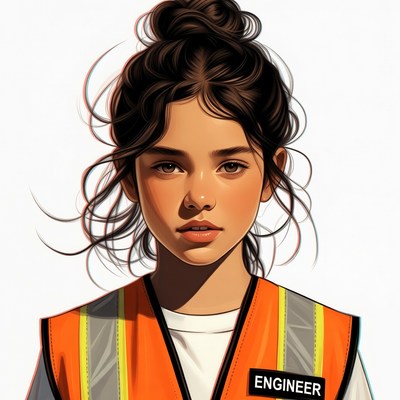 Young woman engineer in safety vest