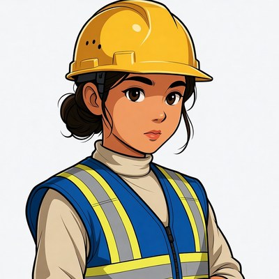 Asian woman in yellow hard hat