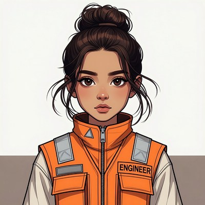 Female Engineer in Orange Vest