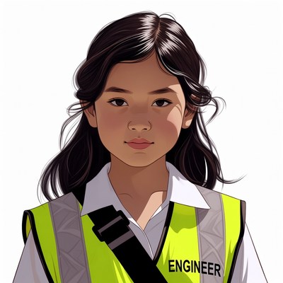 Asian girl wearing engineer vest