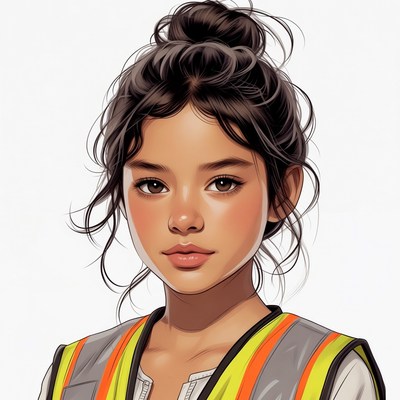 Asian woman in safety vest