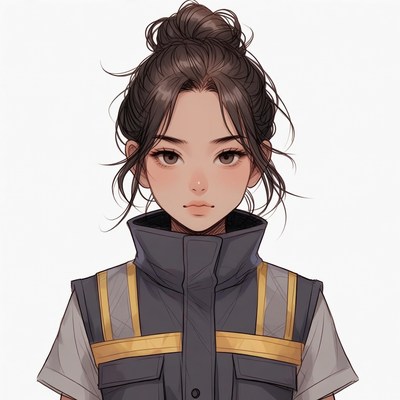 Anime girl with messy bun hairstyle