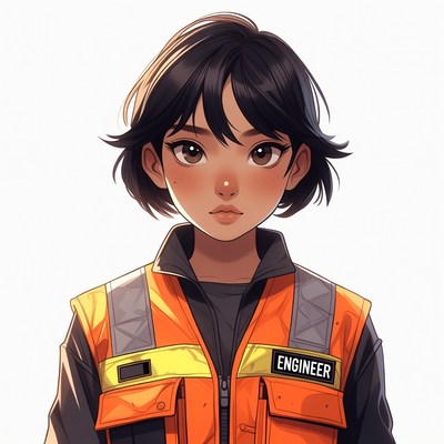 Asian woman engineer in safety vest