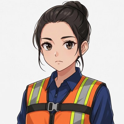 Anime woman in safety vest