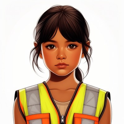 Asian girl in yellow safety vest