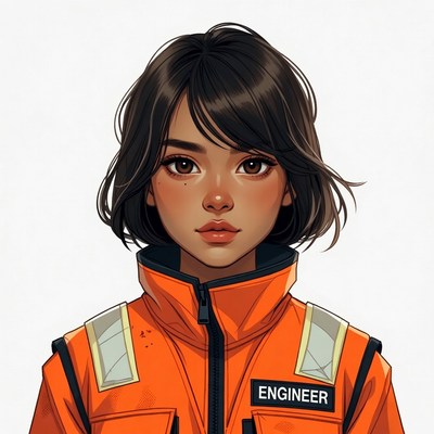 Female Engineer in Orange Uniform