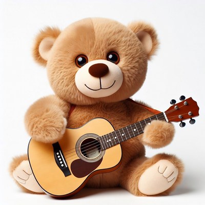 Teddy bear playing ukulele