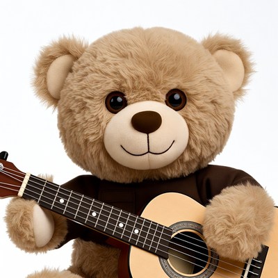 Teddy bear playing ukulele