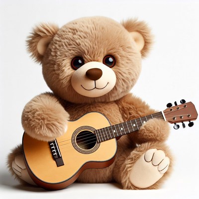 Teddy bear playing ukulele