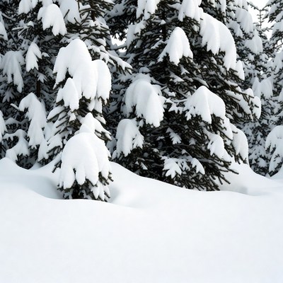 Snowy Pine Trees in Winter Forest