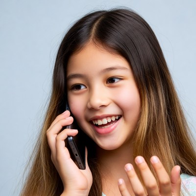 Asian girl talking on phone